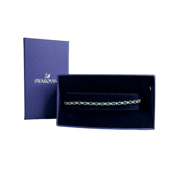 Swarovski Subtle bracelet Round cut, Green, Rhodium plated - Picture 1 of 4